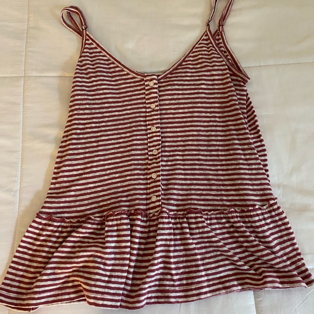 A&F RED/WHITE TANK